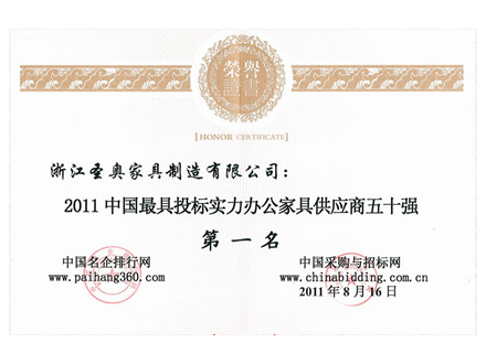 中國辦公家具投標實(shí)力五十強